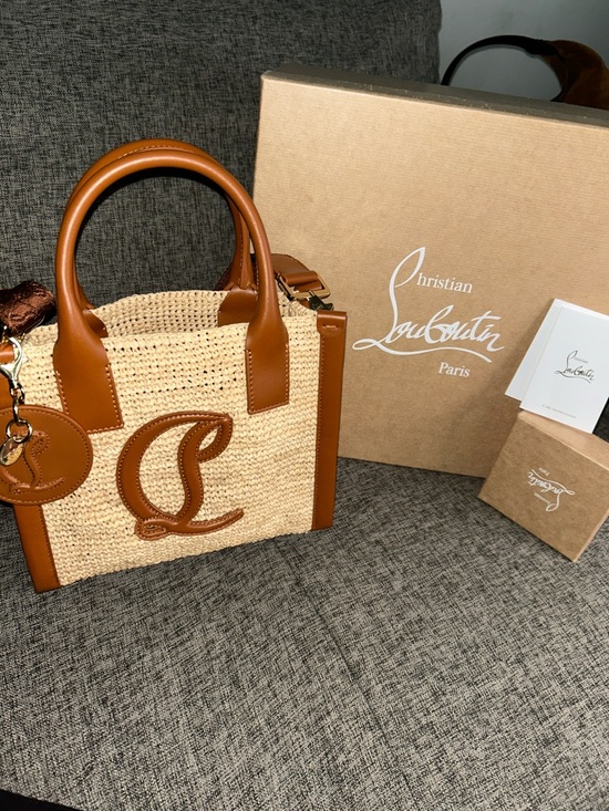 Christian Louboutin Handbags - Christian Louboutin By My Side mini raffia tote bag w/COA